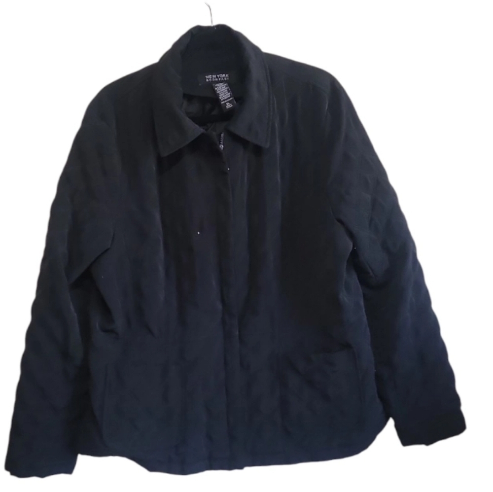 New York And Company Womens Black Quilted Jacket Size Xlarge